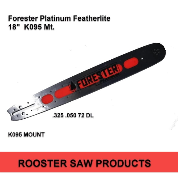 18" Featherlite Chainsaw bar - K095 Mount fits many Husqvarna uses .325 .050 72