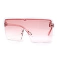 thumbnail image 1 of Colorful Flat Top Half Rim Large Shield 80s Plastic Sunglasses Pink, 1 of 4