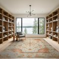 thumbnail image 2 of ODIKA 9'x12' Washable Area Rug Non-Slip, Chair-Friendly Vintage Oriental Medallion Scroll Border Distressed Traditional for Dining Room, Basement, Large Office, 2 of 7