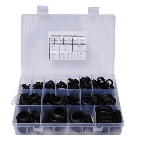 

200 Pcs Harness Grommets Rubber Retaining Ring Blanking Hole 3~25mm Wiring Cable Gasket