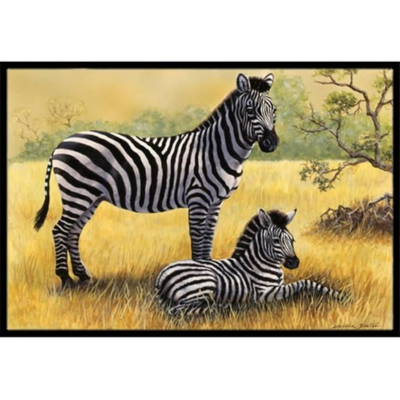 Zebras by Daphne Baxter Indoor or Outdoor Mat, 24 x 36