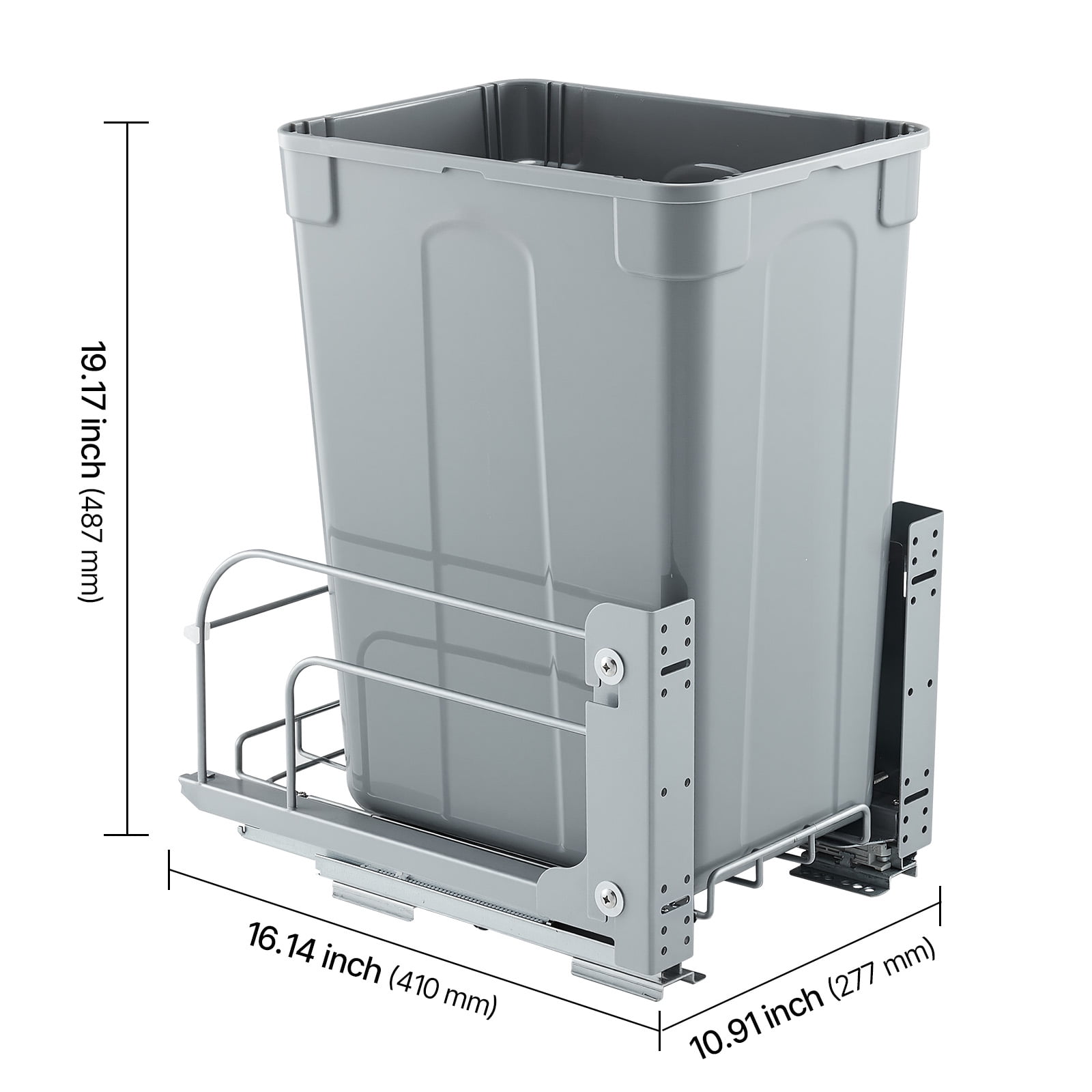 VEVOR Pullout Trash Can for Kitchen Cabinets, 35 QT Garbage Waste Recycling Bin, Under Mount Waste Container, with Heavy Duty Metal Soft Close Sliding System and Door Kit, for Sink, Under Counter
