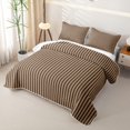 thumbnail image 3 of Castle Fairy Classic Geometric Strip Quilt Full 3-Piece,Minimalist Vertical Line Full Bedspread Sets,Tan Dark Brown,1 Coverlet and 2 Pillowcases, 3 of 7