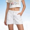 thumbnail image 2 of Women's High Waisted Denim Shorts with Patch Pockets Casual, 2 of 8