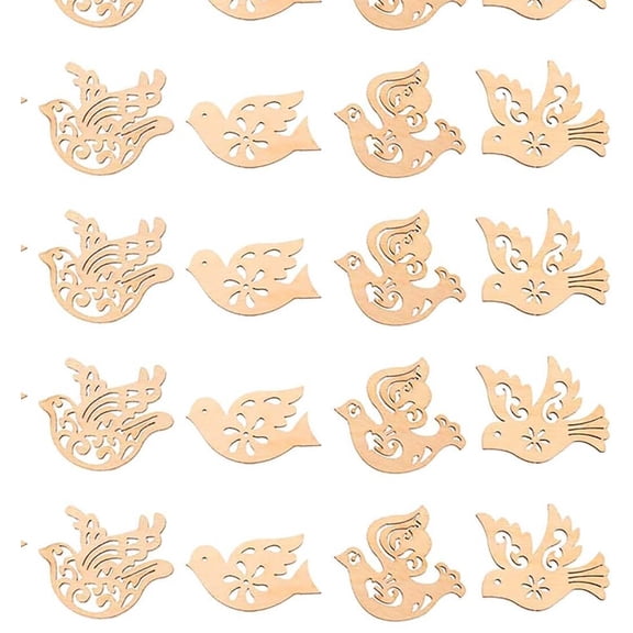 Mini Bird Wood DIY Crafts Cutouts Wooden Bird Shaped Slices Embellishments Unfinished Wood Ornaments for DIY Projects Home Decorations