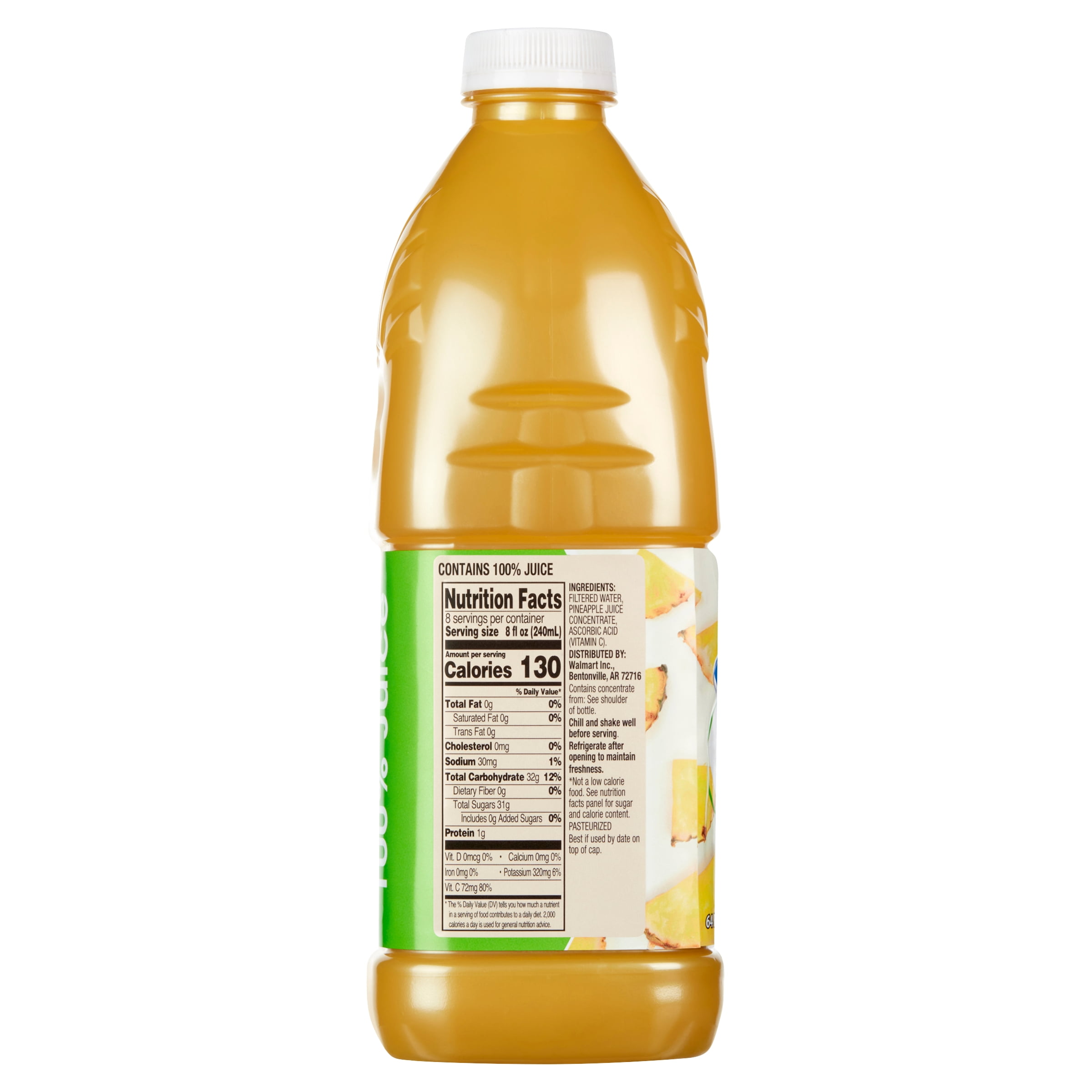 Great Value Pineapple 100% Juice, 64 fl oz
