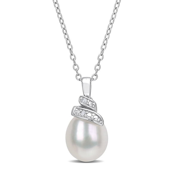 Everly Women's Cultured Pearl and Diamond Sterling Silver Necklace