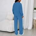 thumbnail image 6 of Women's 2PC Sweatsuit Suit Long Sleeve Quarter Zip Stand Collar Pullover Sweatshirt Elastic Waist Wide Leg Pants Loungewer Set with Pockets Blue XL, 6 of 6