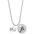 thumbnail image 1 of Delight Jewelry Curled Up Cat Silvertone Script Initial Disc - M - Charm Necklace, 20"+3", 1 of 4