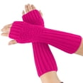 thumbnail image 4 of Gants Roses Mitaines Mode Femmes Manches Tricotées Sans Doigts Gants d'Hiver Doux Chauds Mitaines, 4 of 5