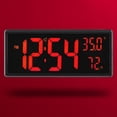 thumbnail image 3 of Oversized LED Clock 3 Level Dimmer Brightness Temperature Humidity Display Large Red, 3 of 8