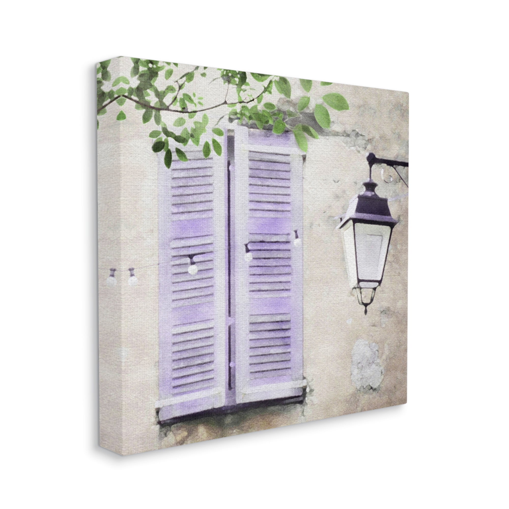 Stupell Industries Purple Shutters Scenery Travel & Places Painting Gallery Wrapped Canvas Print Wall Art, 17 x 17