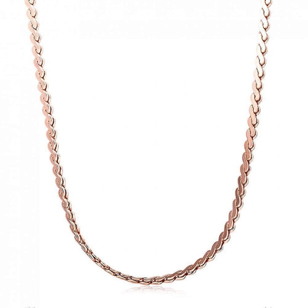 Men Fashion Exaggerated Basic Casual Simple Copper Plated Accessory Chain Necklace (Rose Gold)