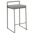 thumbnail image 2 of Fuji Industrial Stackable Counter Stool in Antique with Grey Faux Leather Cushion by LumiSource - Set of 2, 2 of 7