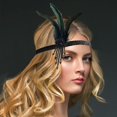 thumbnail image 4 of Diadema de Plumas, Diadema de Plumas Negras Accesorio Vintage Año 20, Diadema Charleston de Mujer 1920 con Decoración de Cristal Negro 2uds, 4 of 4