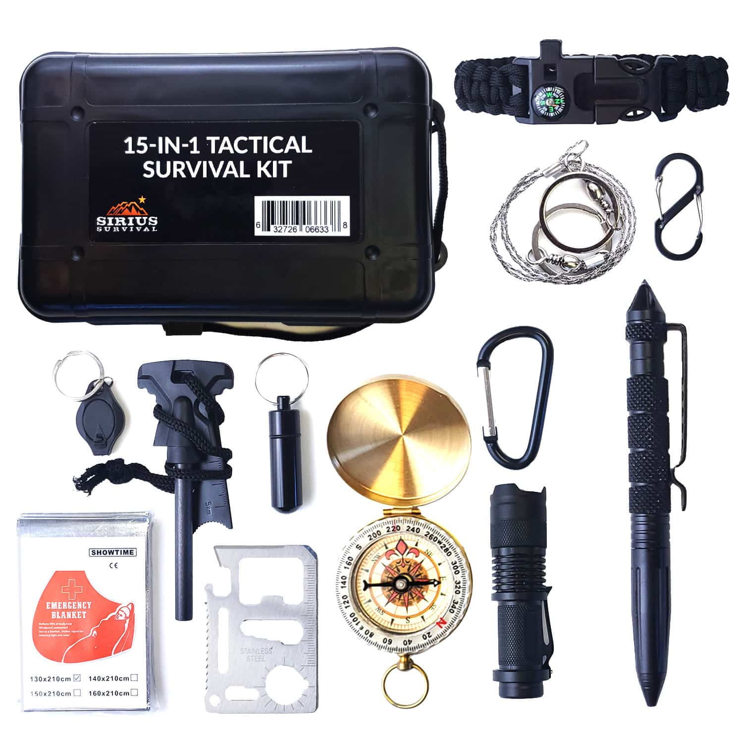 Sirius Survival 15-in-1 5-Person 72-Hour Emergency Preparedness Kit, Black