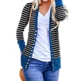 thumbnail image 3 of Women's Long Sleeve Button Down Knitted Stripe Cardigan, 3 of 4