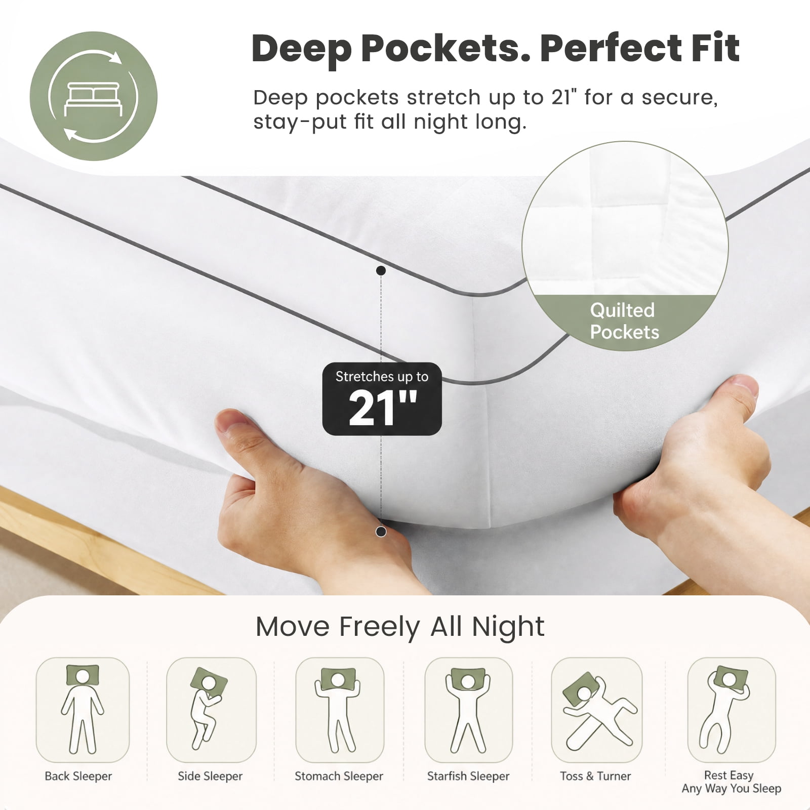 WISHEAD Full Mattress Topper, Plush Pillow Top Mattress Pad, 700 GSM Down Alternative Fill, Cooling 400TC Breathable Cover, Deep Pocket Up to 21", White