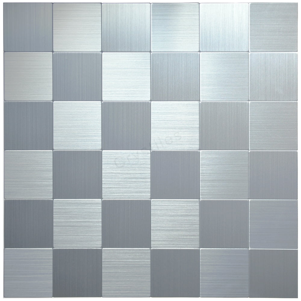 Crystiles Silver Mosaics 12 In X 12 In Peel And Stick Brushed