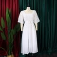 thumbnail image 6 of AURA Plus Size Women 2026 Summer Square Neck Chiffon Splicing Beaded A Line Midi Dress with Belt, 6 of 9