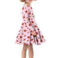 thumbnail image 2 of DISNIMO Pink Strawberry Dress Girls Casual Long Sleeve Dress Kids Girls Kids Twirl Dress Fall Girls Dresses Size 15-16 Teens Dress for Children Girls Dresses Knee Length Dress for Girls Church Dress, 2 of 6