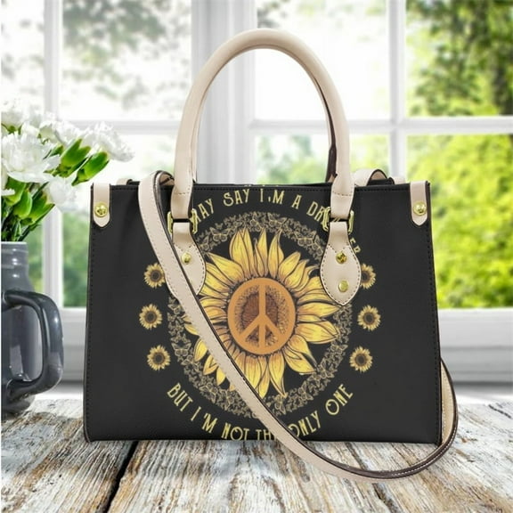 Hippie Peace and Love Women Tote Bags Casual Black Leather Ladies Cross Body Bags Woman Tie-dye Female Bolsa Mujer