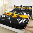 thumbnail image 6 of Feelyou Boys Racing Car Queen Sheet Sets, Orange Automobile Sports Flat Sheet, Checkered Flag Queen Fitted Sheet, Ultra Soft Home Decor,4 Pieces, 6 of 7