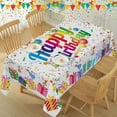 thumbnail image 3 of Happy Birthday Tablecloth Rectangle 60 x 120 Inch Colorful Birthday Gifts Balloons Waterproof Washable Durable Table Cloth, Polyester Table Cover for Party, Dining, Indoor, Outdoor Decor, 3 of 7