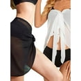 thumbnail image 3 of Spencer 2 Pieces Women's Short Sarong Beach Wrap Sheer Bikini Swimsuit Cover Ups Chiffon Wrap Skirt for Swimwear (Black&White), 3 of 4