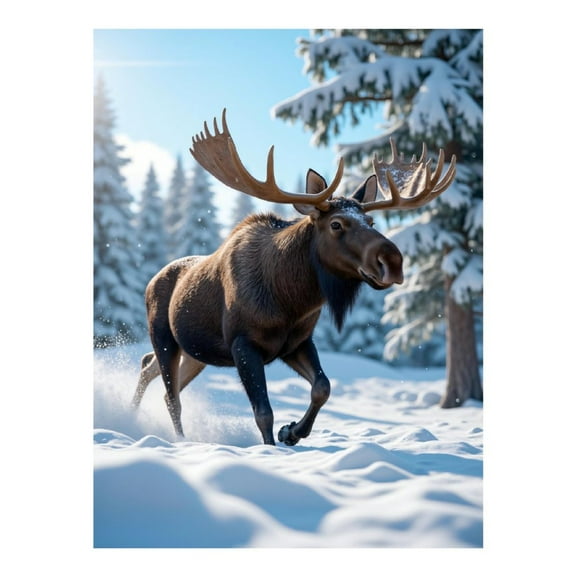 Diamond Art Kit for Adults, Moose In Snowy Forest Scene Diamond Painting for Adults Beginners, DIY Diamond Art Painting Kits, 5D Diamond Painting Crafts for Home Decor 12x16 Frameless