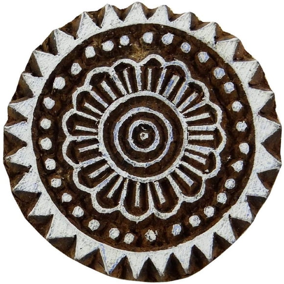 Timbres Floraux Bloc Décoratif Bloc d'Impression en Bois Indien Brun Bois