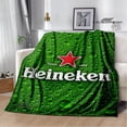 thumbnail image 2 of Manta de franela con estampado de cerveza verde, mantas cálidas para camas, manta de Picnic, forros de cama, regalo de cumpleaños, 2 of 4