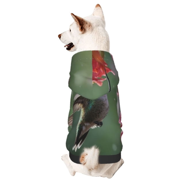 Fotbe Humming Bird 1 Sudadera con Estampado para Perros Pequeños – Suéter con Capucha para Mascotas, Tela Suave de Forro Polar con Bolsillo-Large