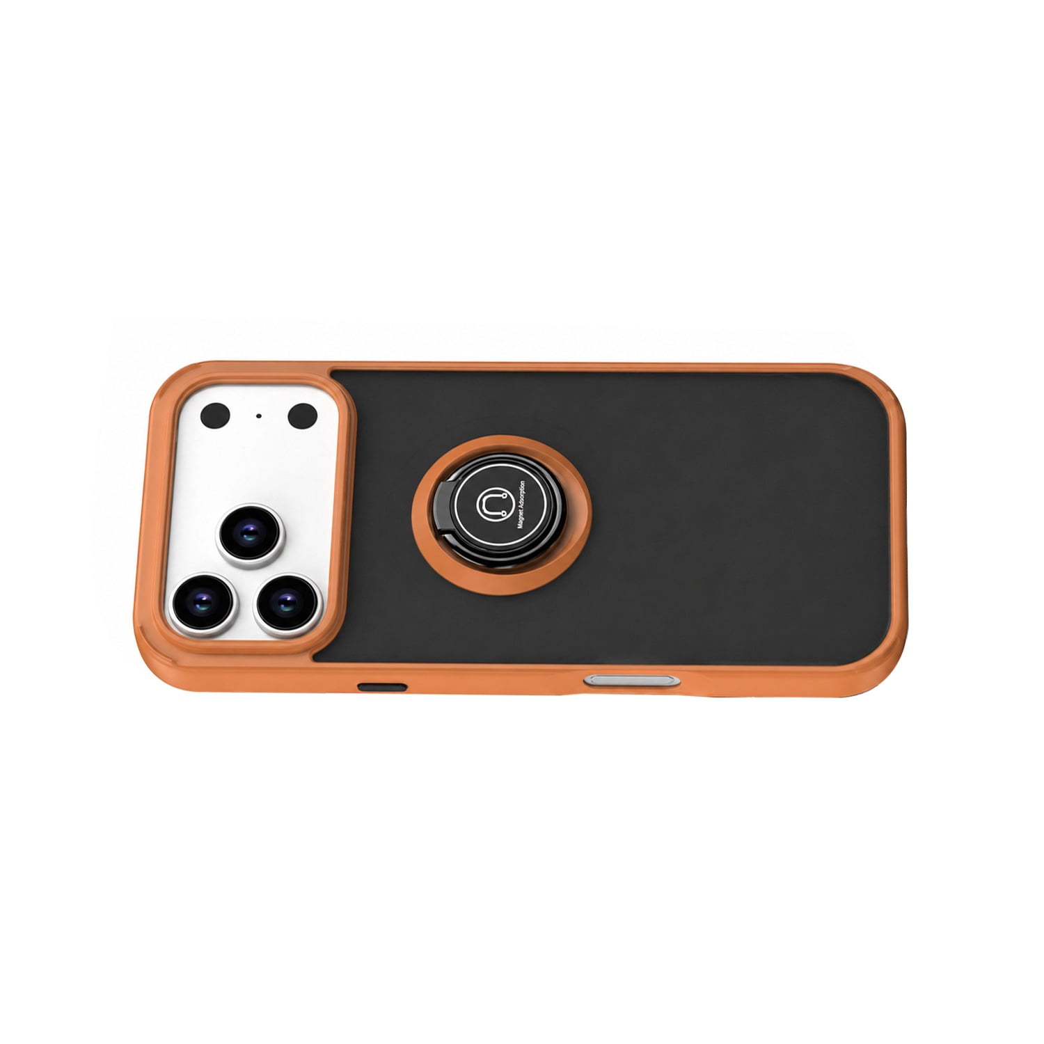 Shockproof PC Back TPU Frame Case with Ring Grip for iPhone 17 Pro Max - Orange