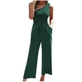 thumbnail image 2 of Aloohaidyvio Jumpsuits for Women 2024 Casual Summer Dressy Romper Sleeveless Wide Leg Long Pants Outfits Jumper Green M, 2 of 6