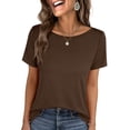 thumbnail image 7 of ANRABESS Womens Boat Neck Tops Short Sleeve T-Shirts Causal Fashion Tee Shirts 2026 Summer Spring Clothes Brown Small, 7 of 7