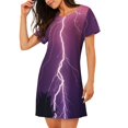 thumbnail image 2 of Disketp Thunderstorm Violet Purple para Camisón Corto de Manga Corta para Mujeres, Camisón Cómodo con Escote Redondo, Bonito y Confortable, 2 of 6