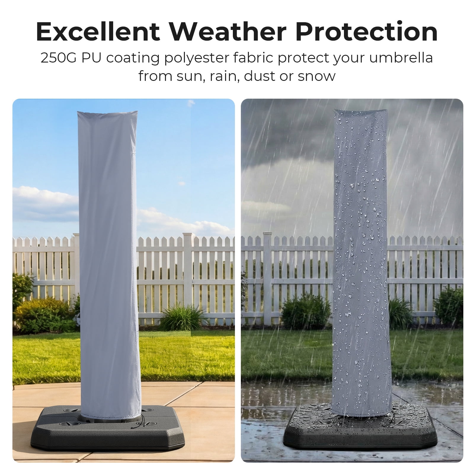 Dovov Patio Umbrella Cover for Outdoor Umbrellas 9ft to 11ft, Waterproof Umbrella Cover Parasol Outdoor Umbrella Cover with Telescopic Support Rod and Zipper