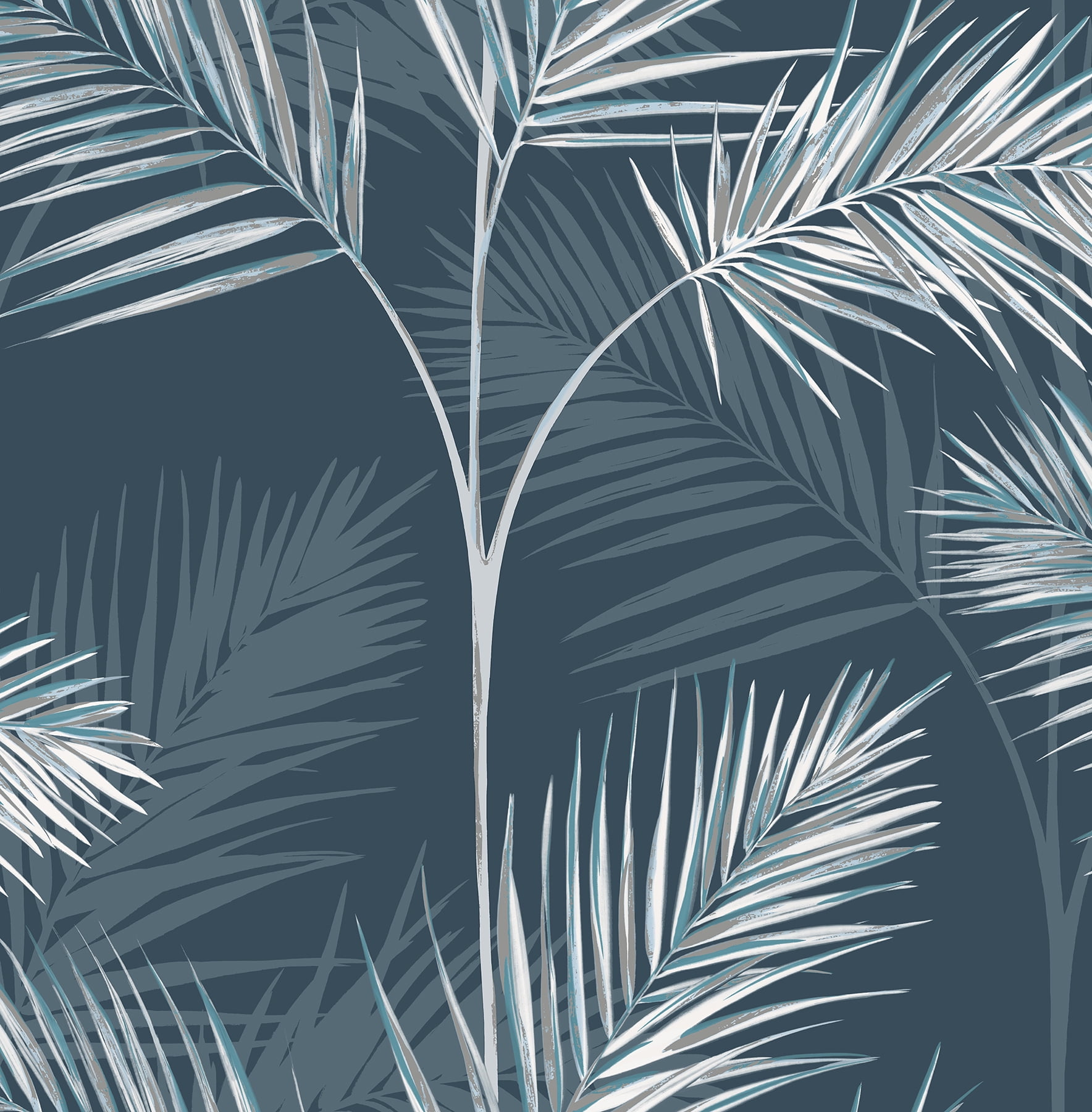 Fine Decor South Beach Navy Fronds Wallpaper