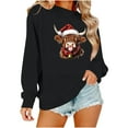 thumbnail image 2 of Ounisa Womens Valentines Sweatshirt Ox Graphic Print Pullover Casual Long Sleeve Valentine's Blouse Top, 2 of 6