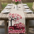 thumbnail image 4 of Valentine's Day Table Runner - 48 Inch Long Love Tree Branches Truck Roses Beige Cotton and Linen Blended Dress Scarves Farmhouse Table Runner for Kitchen Dining, Coffee Table, 13" x 48", 4 of 8