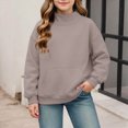 thumbnail image 2 of Gerichy Sweatshirts for Girls Long Sleeve Turtleneck Sweatshirt Loose Casual Pullover Tops Preppy Fall Winter Warm Clothes 3T-16T, 2 of 6