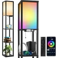 thumbnail image 1 of Floor Lamp with Shelves LED Modern Shelf Floor Lamp with USB Ports Power Outlet Color Temperature Storage Display Wood Column Standing Tall Lamp for Living Room Bedroom Off, 1 of 7