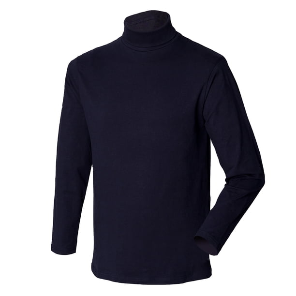 Henbury - Camiseta interior con cuello vuelto alto porcentaje algodón manga larga Hombre caballero (Azul marino)
