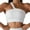 White, variant on huanledash Women Sports Bra One Shoulder Beautiful Back Full Cup Ladies Wire Free Ribbed Brassiere for Gym Running Fitness