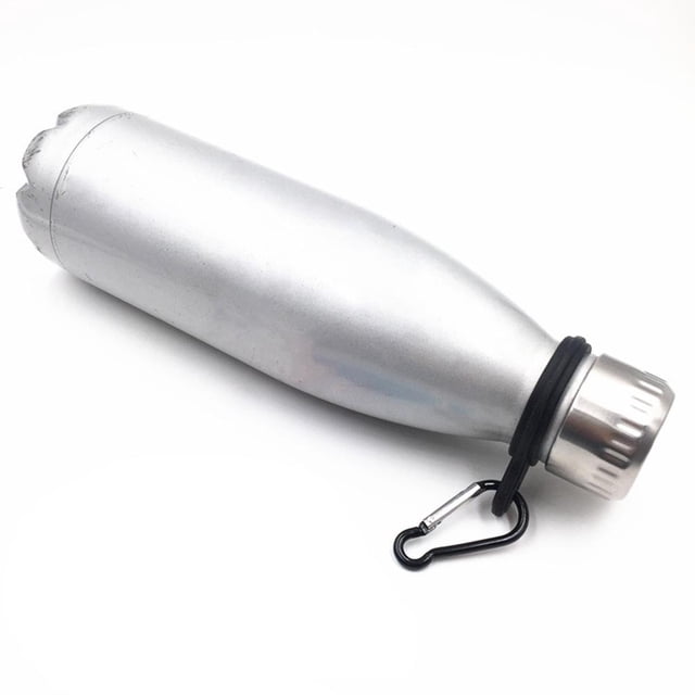 Termos para agua Hervidor de silicona con hebilla para acampar al aire libre, portade agua, mosquetón (negro)