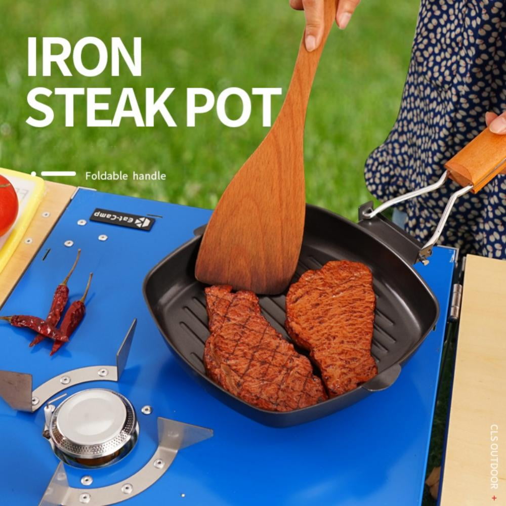 7.9 Inch Grill Pan for Stove Tops Nonstick Induction Square Griddle Pan with Folding Handle