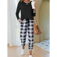 thumbnail image 6 of Avidlove Women Pajama Sets Comfy Long Sleeve Pjs Pullover with Plaid Jogger Pants Lounge Sets Crew Neck Soft Sleepwear, 6 of 8