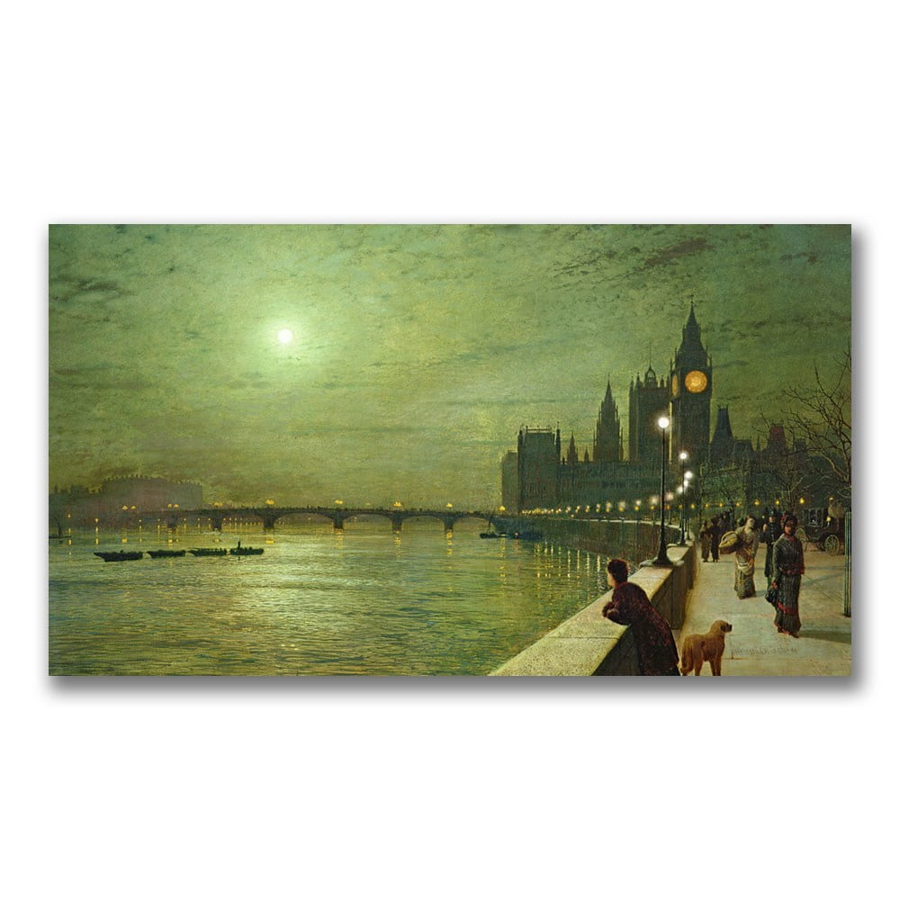 Trademark Fine Art "Reflections On The Thames" Canvas Wall Art by John Atkinson Grimshaw
