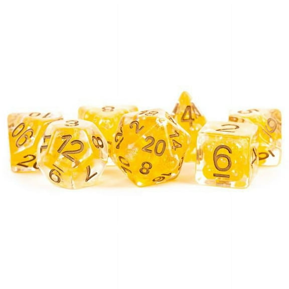 FanRoll/Metallic Dice Games Poly Set Pearl - Citrine w/Copper (7) New